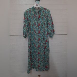 Tuckernuck Poppy Bloom Maryse Caftan Blue And Red Midi Dress